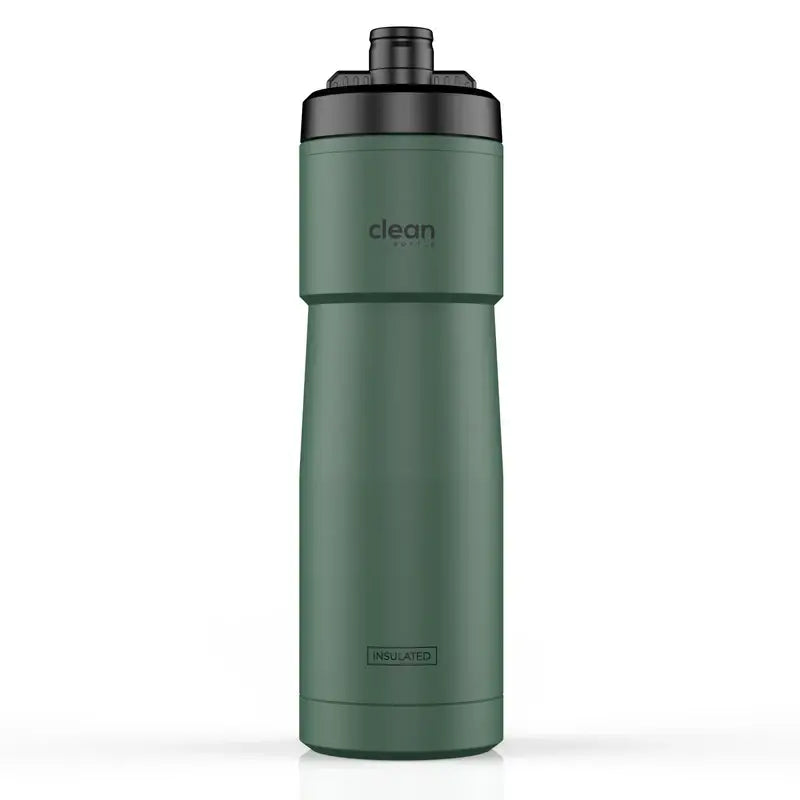 Clean Bottle Insulated Bike Water Bottle, 23 oz, Black, Easy