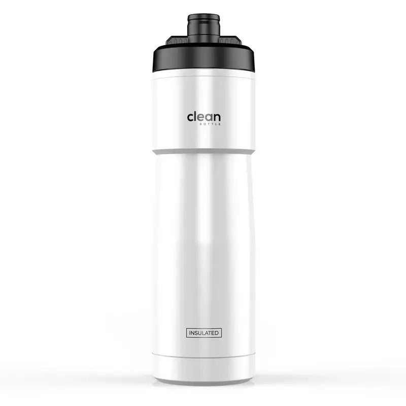 Clean Bottle Insulated Bike Water Bottle, 23 oz, Black, Easy