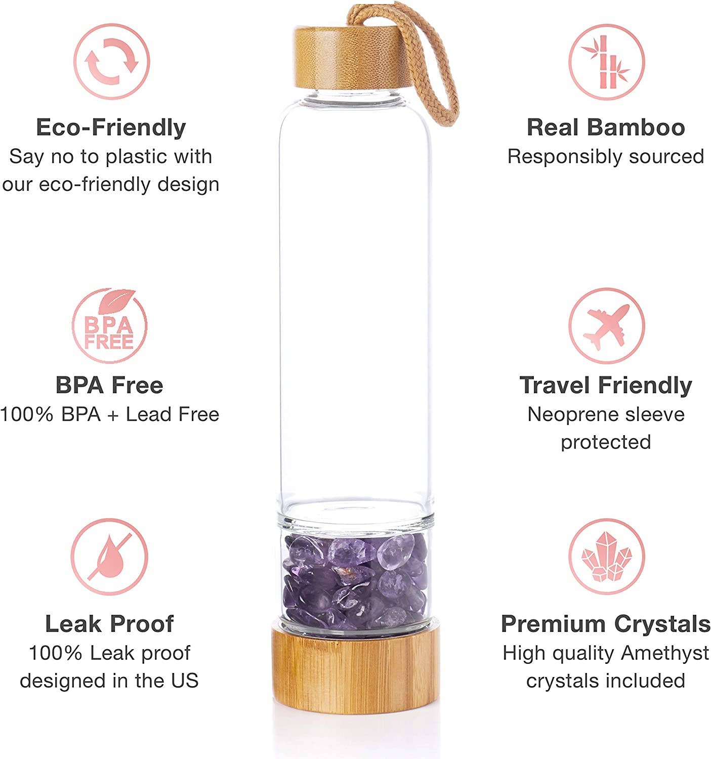 Amethyst Crystal Elixir Infused Water Bottle